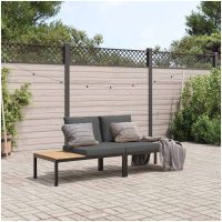 Trädgårdssoffa med dynor 2 delar svart aluminium vidaXL