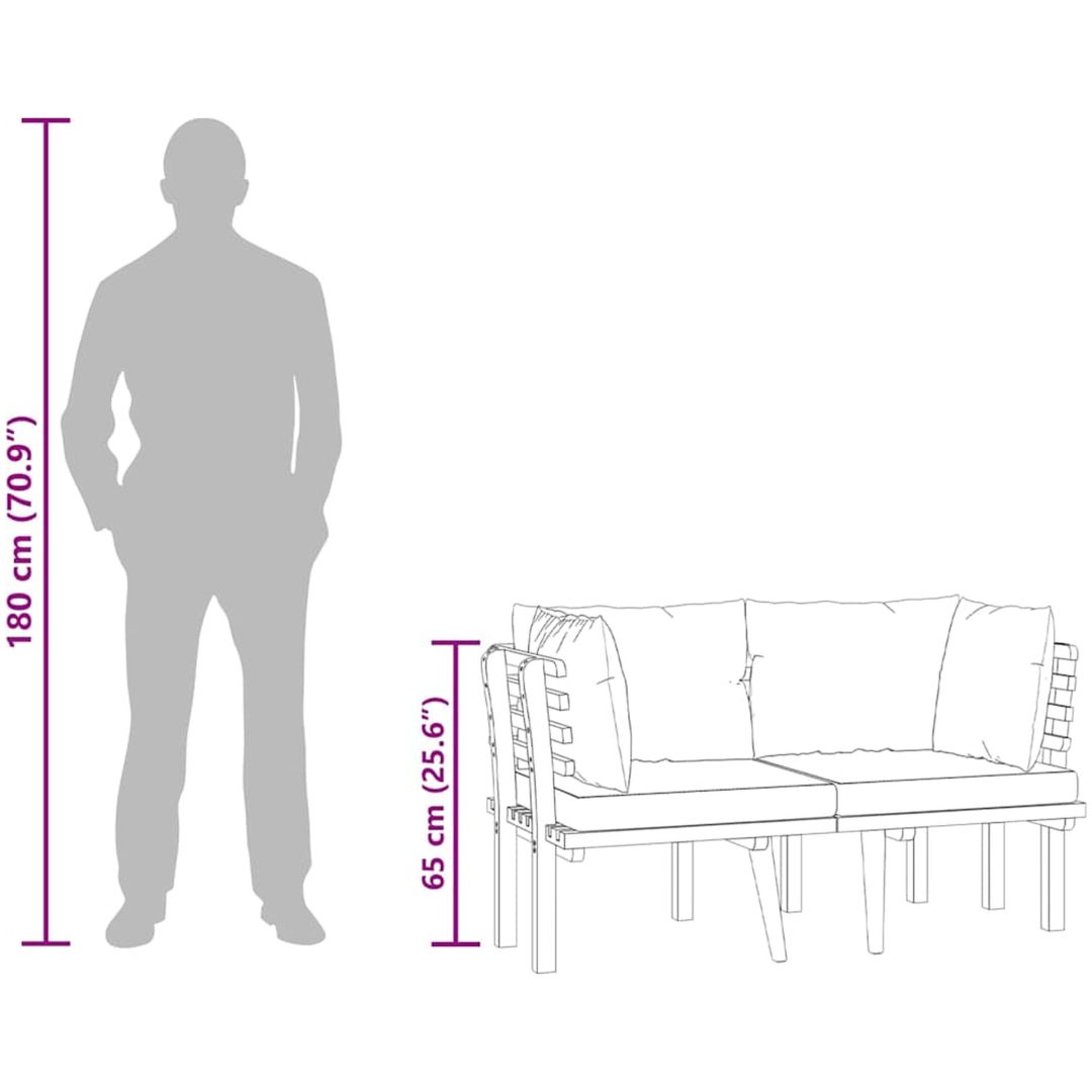 Trädgårdssoffa med dynor 2-sits massivt akaciaträ vidaXL – bild 9