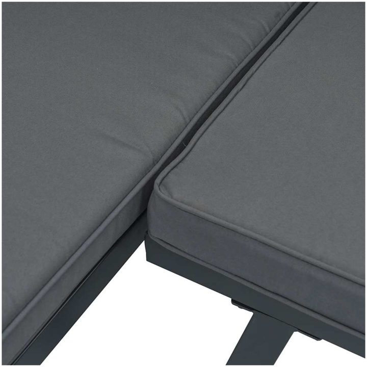 Trädgårdssoffa med dynor 3 delar svart aluminium vidaXL – bild 5