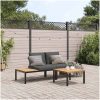 Trädgårdssoffa med dynor 3 delar svart aluminium vidaXL – miniatyr 1