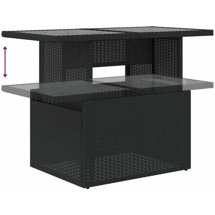 Trädgårdssoffa med dynor 9 delar svart konstrotting akaciaträ vidaXL – bild 11