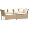 Trädgårdssoffa med dynor beige konstrotting vidaXL – miniatyr 2