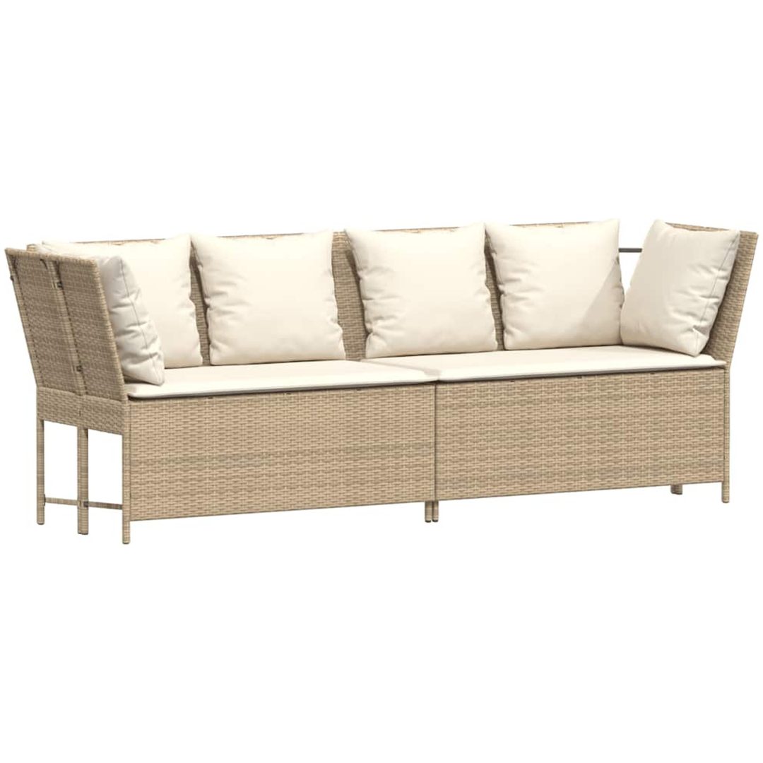 Trädgårdssoffa med dynor beige konstrotting vidaXL – bild 2
