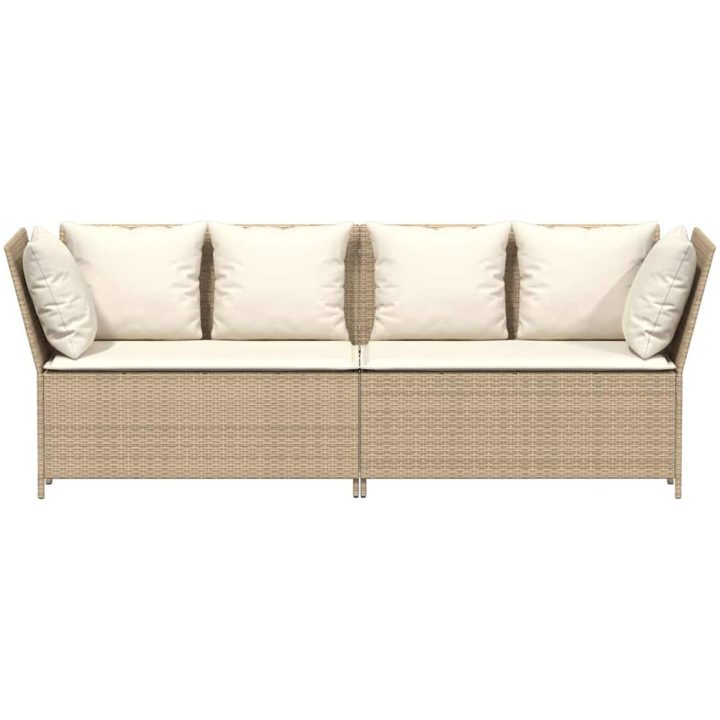 Trädgårdssoffa med dynor beige konstrotting vidaXL – bild 4