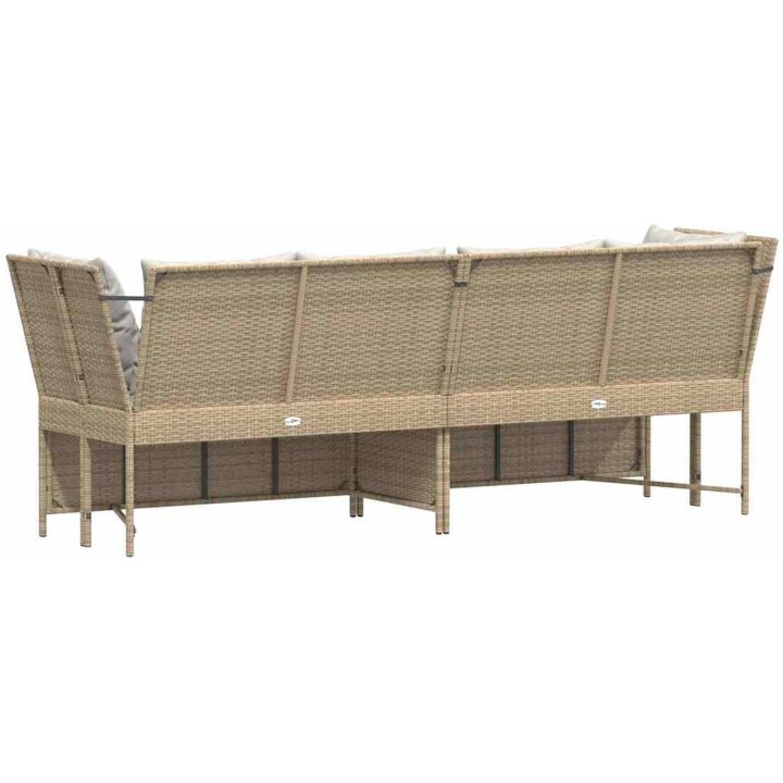 Trädgårdssoffa med dynor beige konstrotting vidaXL – bild 6