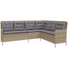 Trädgårdssoffa med dynor L-formad beige konstrotting vidaXL – miniatyr 2