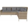 Trädgårdssoffa med dynor L-formad beige konstrotting vidaXL – miniatyr 4