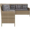 Trädgårdssoffa med dynor L-formad beige konstrotting vidaXL – miniatyr 5