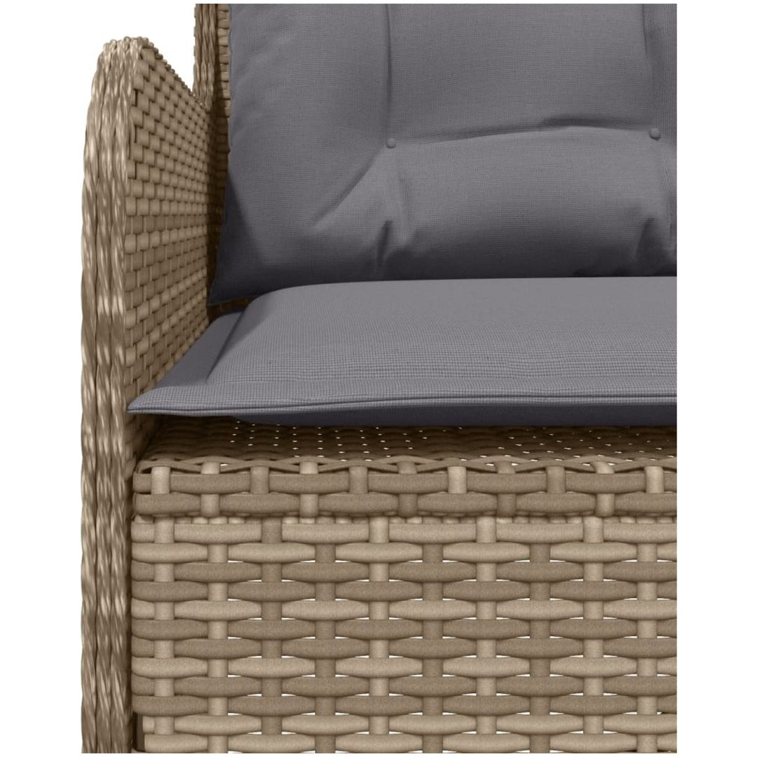 Trädgårdssoffa med dynor L-formad beige konstrotting vidaXL – bild 7