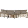 Trädgårdssoffa med dynor och pall L-formad beige konstrotting vidaXL – miniatyr 4