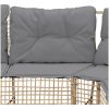 Trädgårdssoffa med dynor och pall L-formad beige konstrotting vidaXL – miniatyr 6