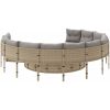 Trädgårdssoffa med dynor rund beige konstrotting vidaXL – miniatyr 5