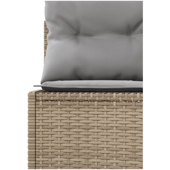 Trädgårdssoffa med dynor rund beige konstrotting vidaXL – bild 6