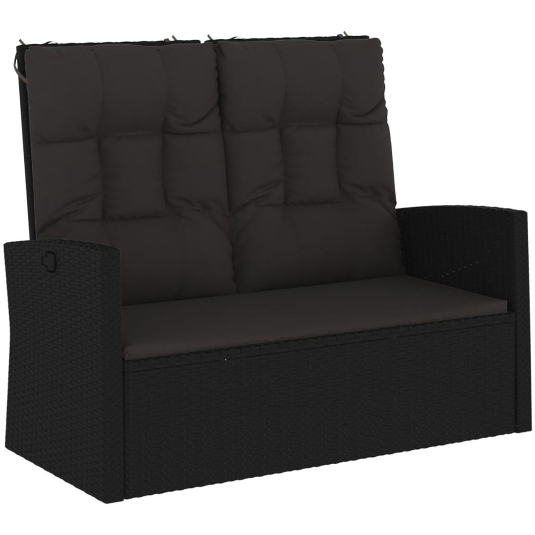Trädgårdssoffa med dynor svart 118 cm konstrotting vidaXL – bild 2