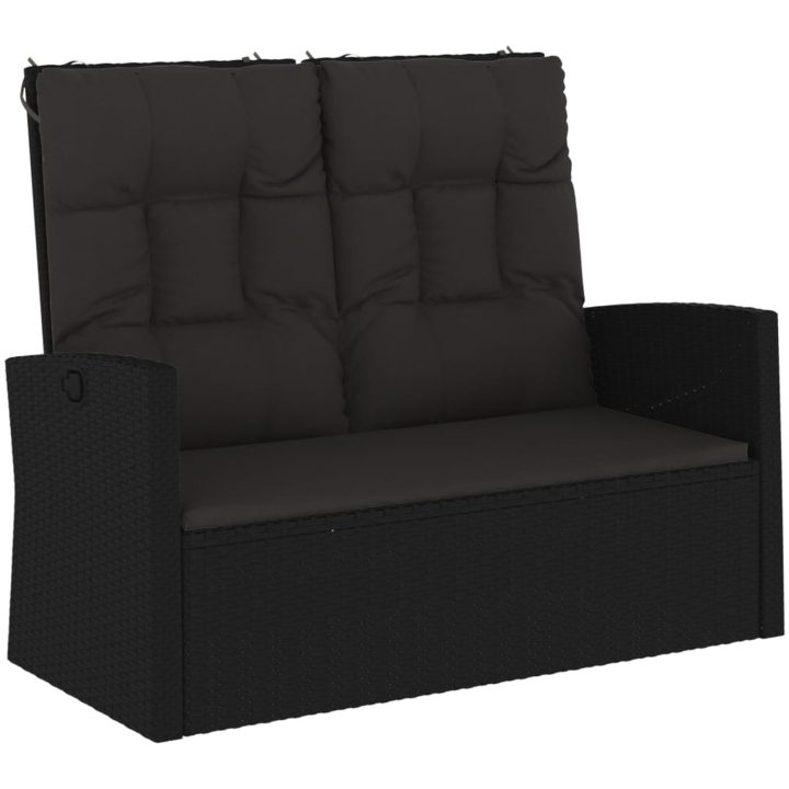 Trädgårdssoffa med dynor svart 118 cm konstrotting vidaXL – bild 2