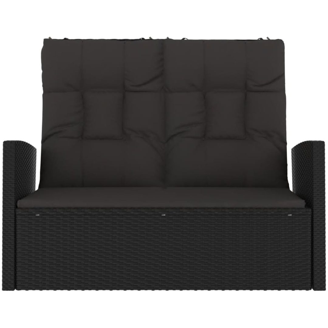 Trädgårdssoffa med dynor svart 118 cm konstrotting vidaXL – bild 3