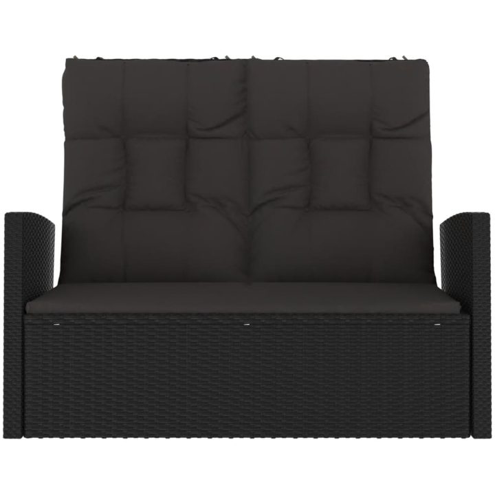 Trädgårdssoffa med dynor svart 118 cm konstrotting vidaXL – bild 3