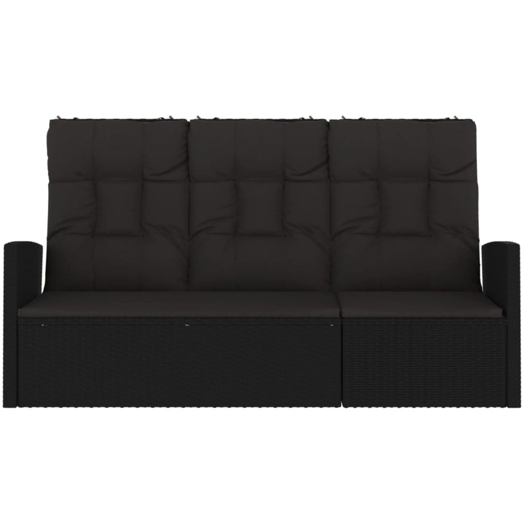 Trädgårdssoffa med dynor svart 173 cm konstrotting vidaXL – bild 3