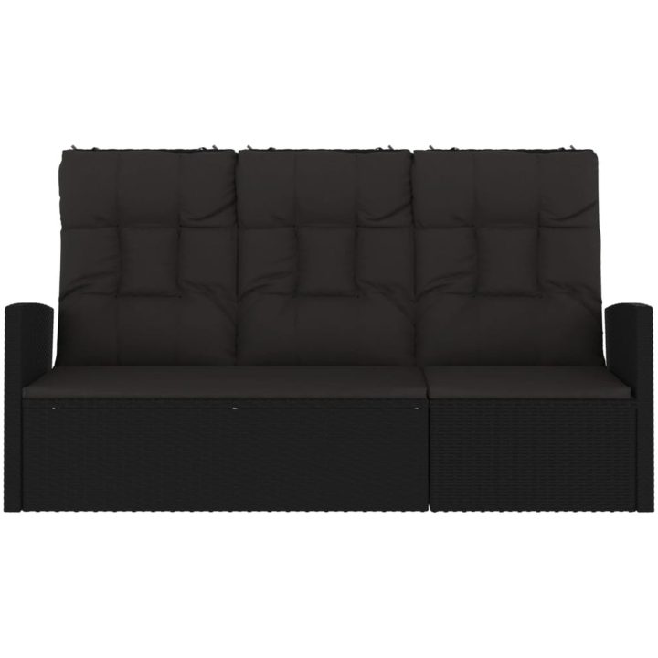 Trädgårdssoffa med dynor svart 173 cm konstrotting vidaXL – bild 3