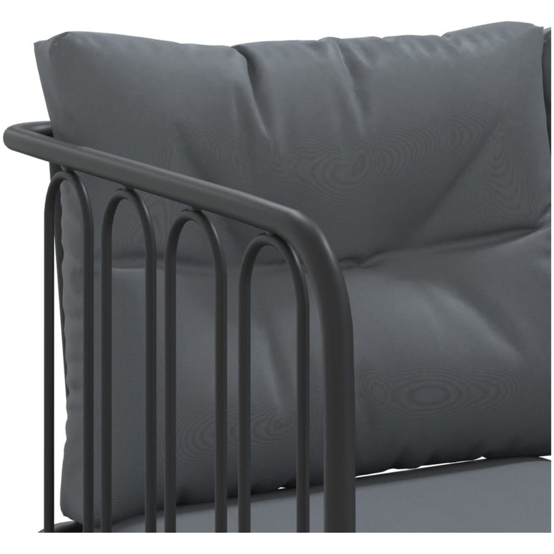 Trädgårdssoffa med dynor svart stål och textilen vidaXL – bild 8