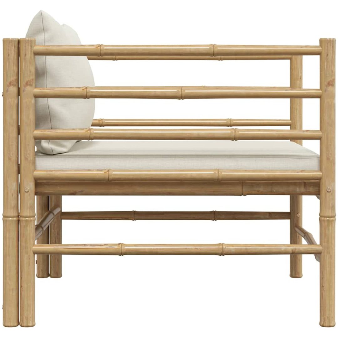 Trädgårdssoffa med gräddvita dynor bambu vidaXL – bild 4