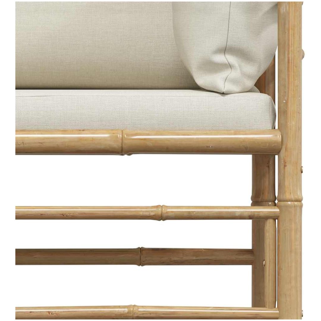 Trädgårdssoffa med gräddvita dynor bambu vidaXL – bild 8