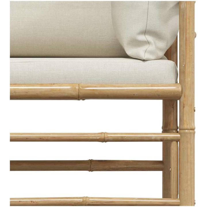 Trädgårdssoffa med gräddvita dynor bambu vidaXL – bild 8