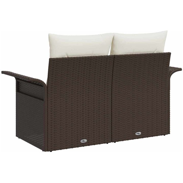 Trädgårdssoffa med Kuddar Brun Poly Rattan vidaXL 2 - Sits – bild 4