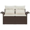 Trädgårdssoffa med Kuddar Brun Poly Rattan vidaXL 2 - Sits – miniatyr 5