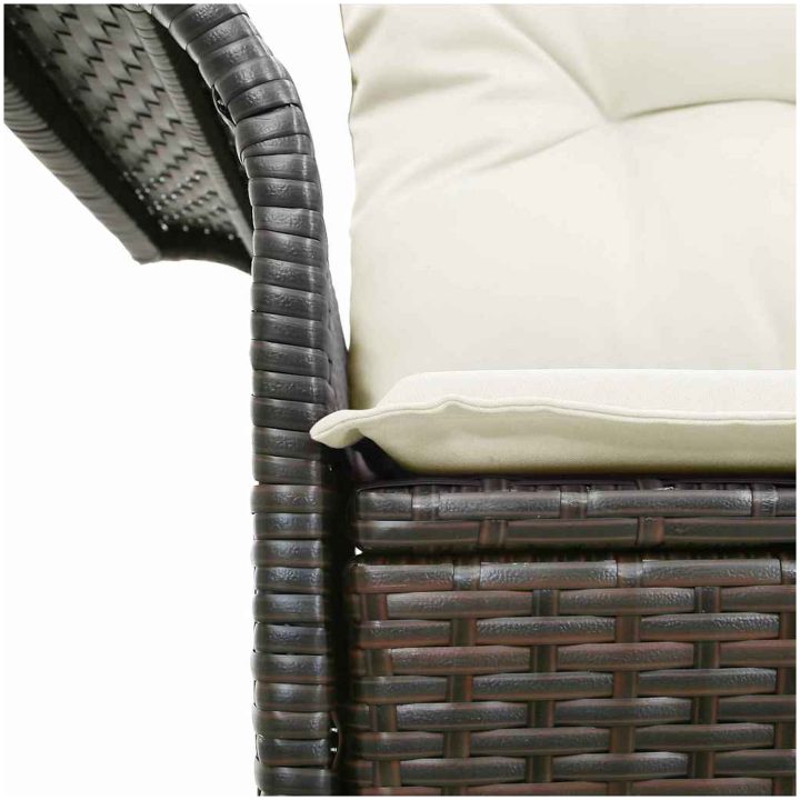 Trädgårdssoffa med Kuddar Brun Poly Rattan vidaXL 2 - Sits – bild 7