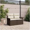 Trädgårdssoffa med Kuddar Brun Poly Rattan vidaXL 2 - Sits – miniatyr 1