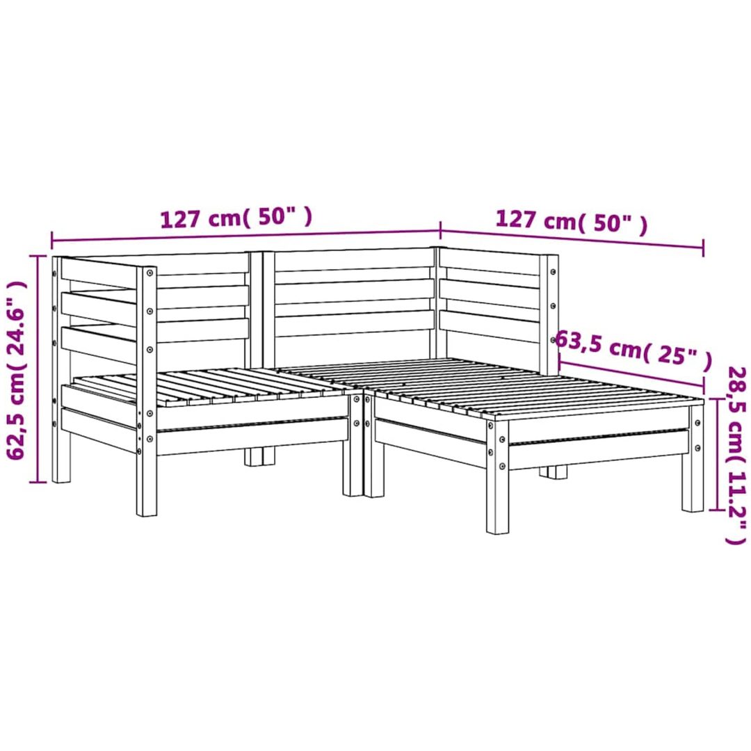 Trädgårdssoffa med pall 2-sits massiv furu vidaXL – bild 10