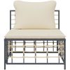 Trädgårdssoffa mittendel med beige dyna konstrotting vidaXL – miniatyr 3