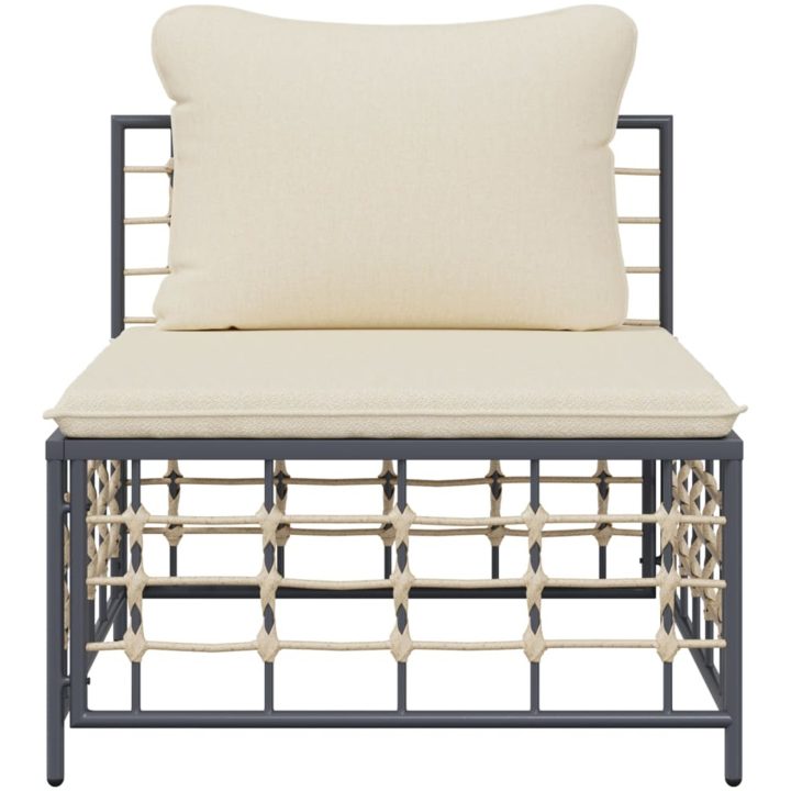 Trädgårdssoffa mittendel med beige dyna konstrotting vidaXL – bild 3
