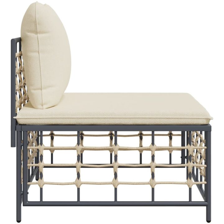 Trädgårdssoffa mittendel med beige dyna konstrotting vidaXL – bild 4