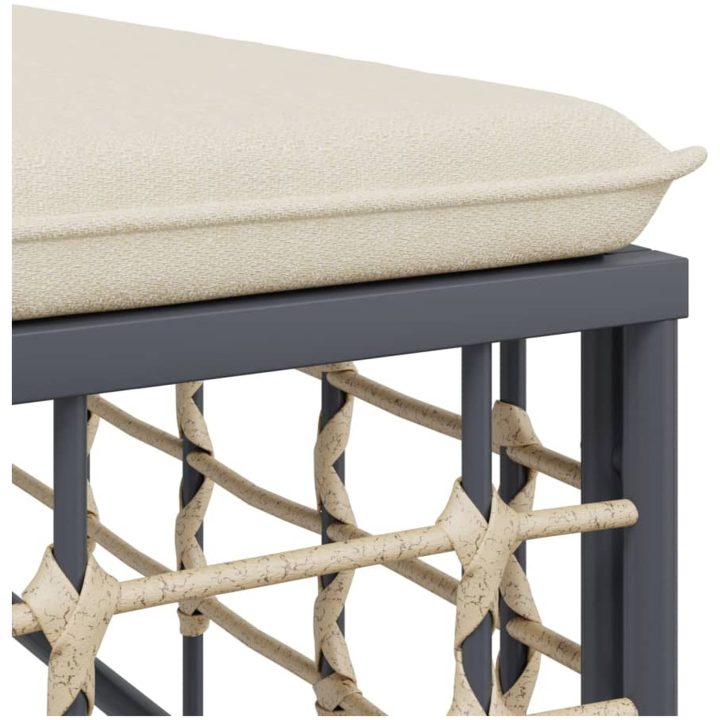 Trädgårdssoffa mittendel med beige dyna konstrotting vidaXL – bild 5