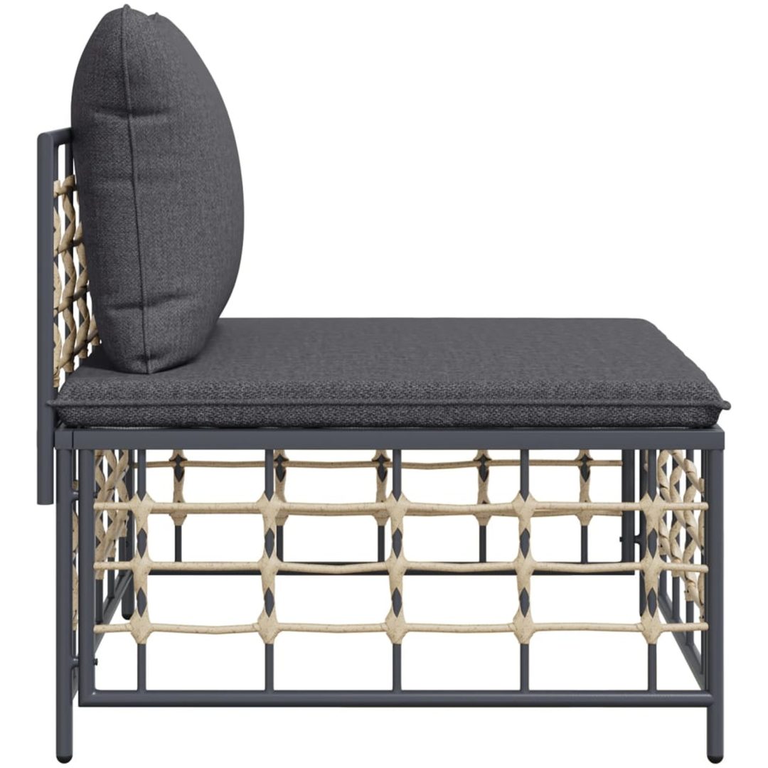 Trädgårdssoffa mittendel med dyna mörkgrå konstrotting vidaXL – bild 4