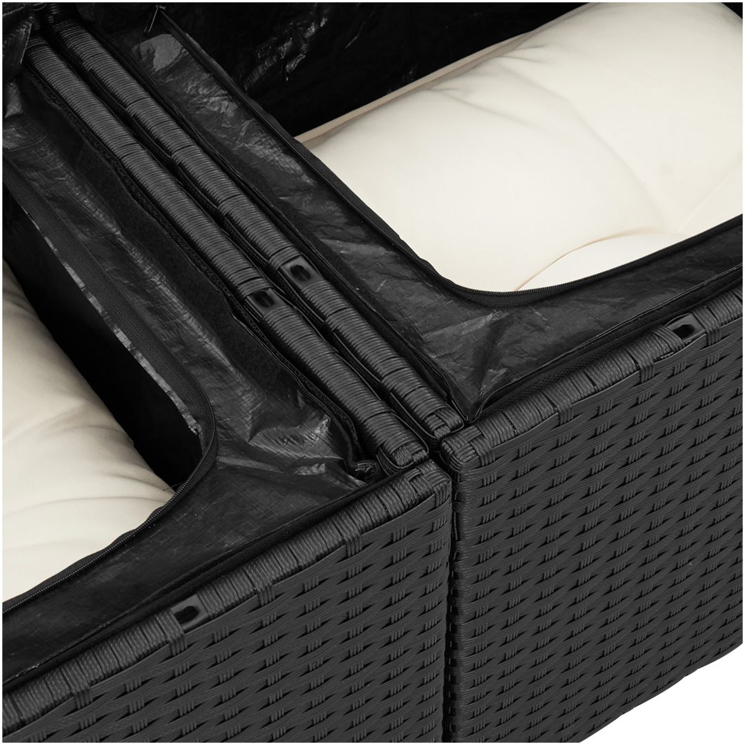Trädgårdssoffa Set 7 pcs Svart, vit Rotting & Tyg vidaXL Stor – bild 10