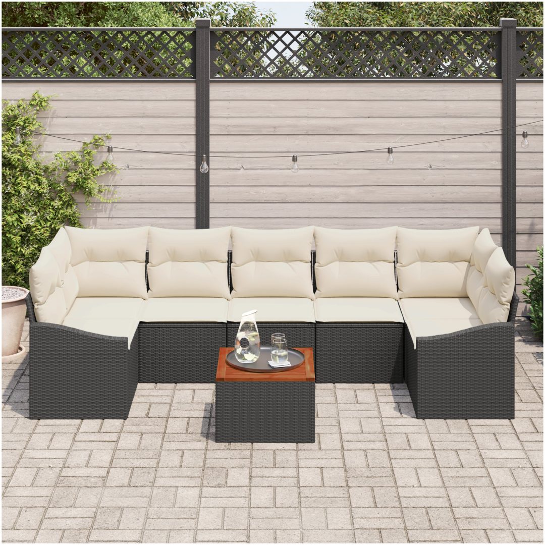 Trädgårdssoffa Set 8 pcs Svart, vit vidaXL 55 x 55 x 37 cm – bild 3