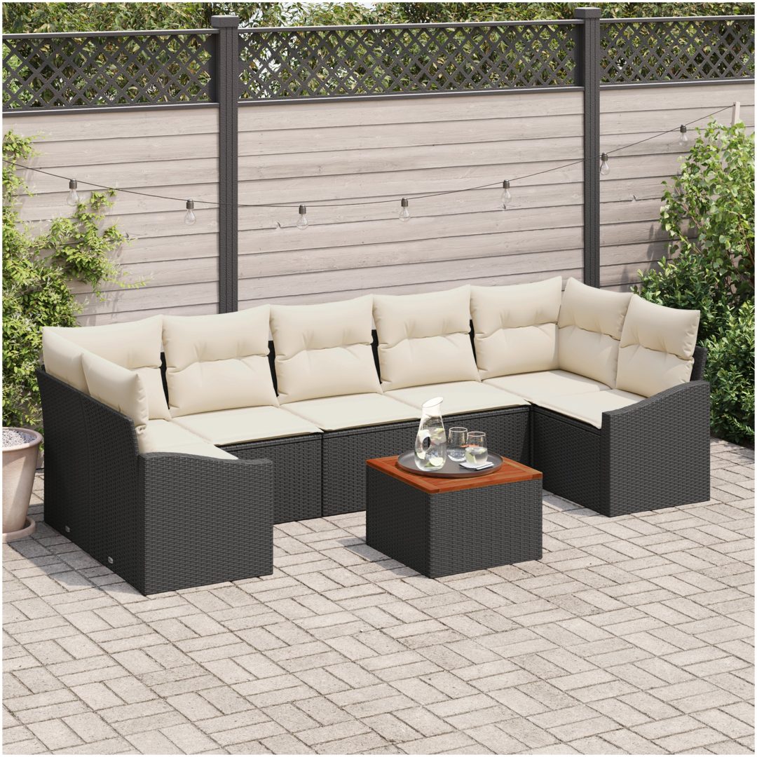 Trädgårdssoffa Set 8 pcs Svart, vit vidaXL 55 x 55 x 37 cm