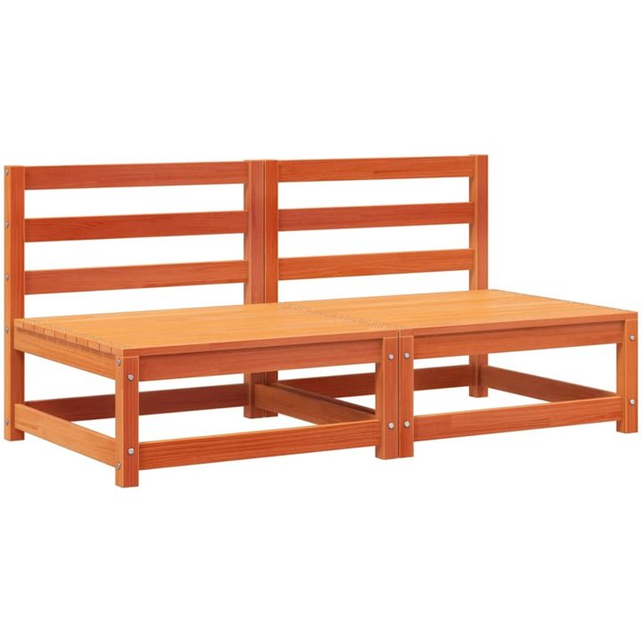 Trädgårdssoffa utan armstöd 2 st vaxbrun 70x70x67cm massiv furu vidaXL – bild 2