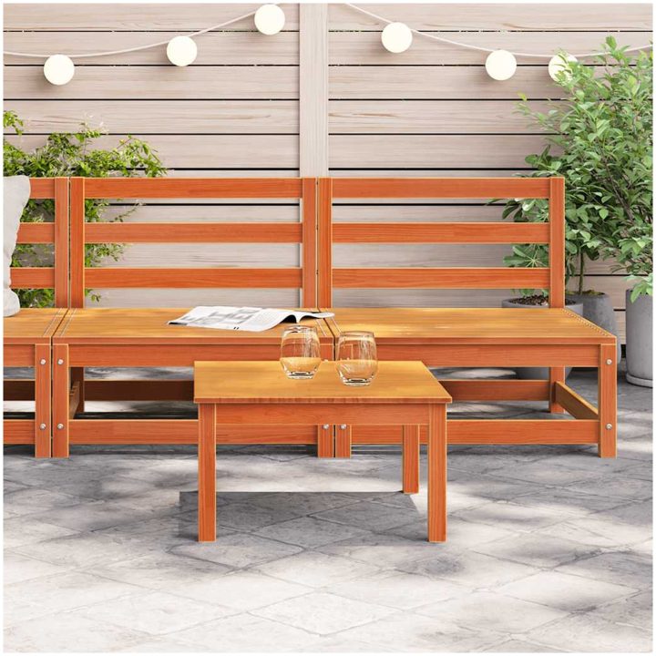Trädgårdssoffa utan armstöd 2 st vaxbrun 70x70x67cm massiv furu vidaXL – bild 3