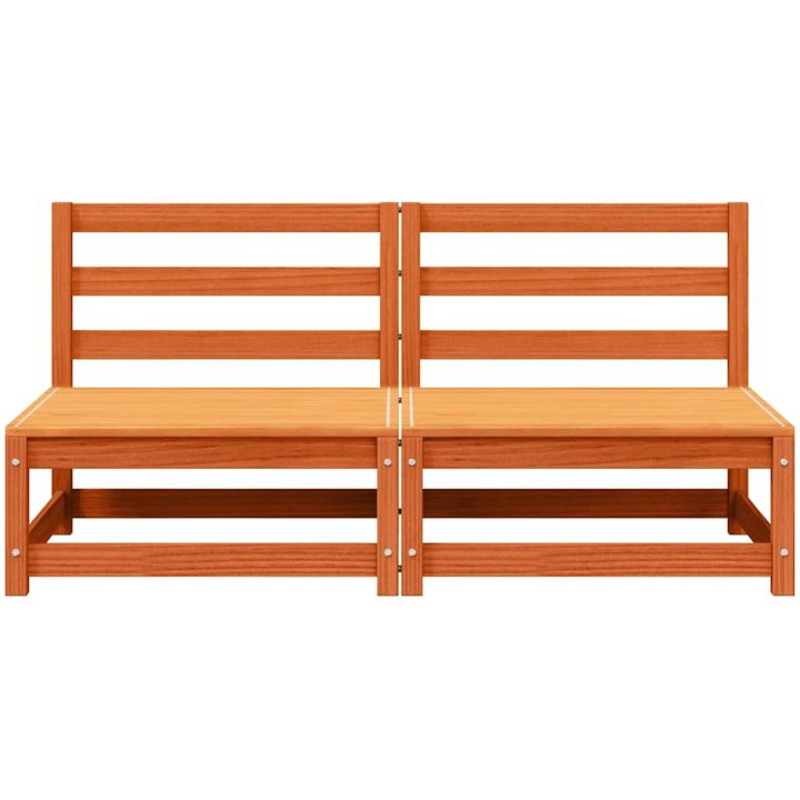 Trädgårdssoffa utan armstöd 2 st vaxbrun 70x70x67cm massiv furu vidaXL – bild 5