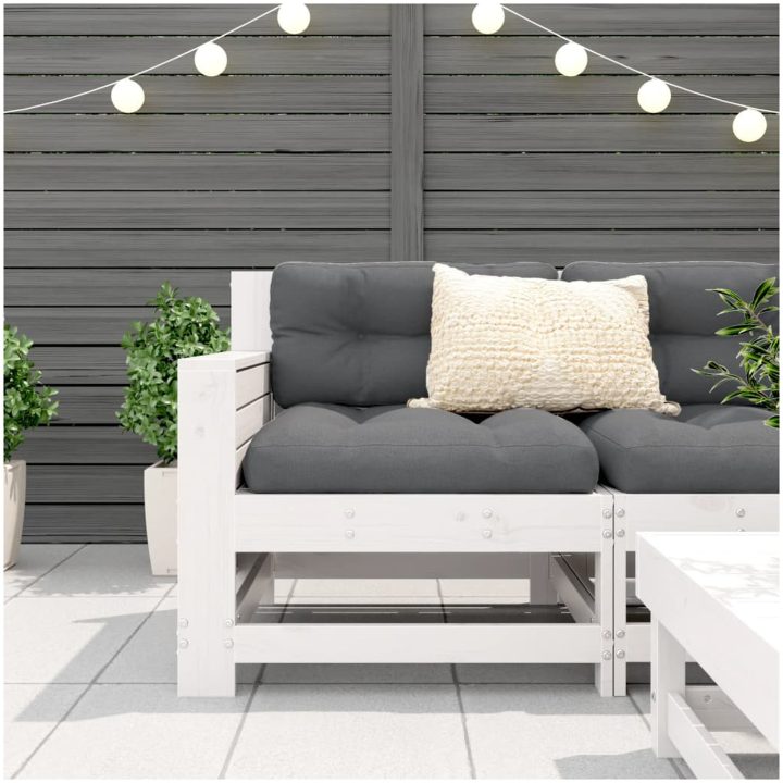 Trädgårdssoffa vit 69x62x70,5 cm massiv furu vidaXL – bild 3
