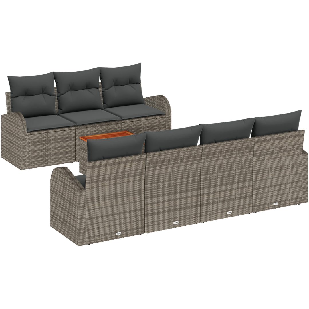 Trädgårdssoffan 8 pcs Grå Poly Rattan, stål vidaXL Stor – bild 2