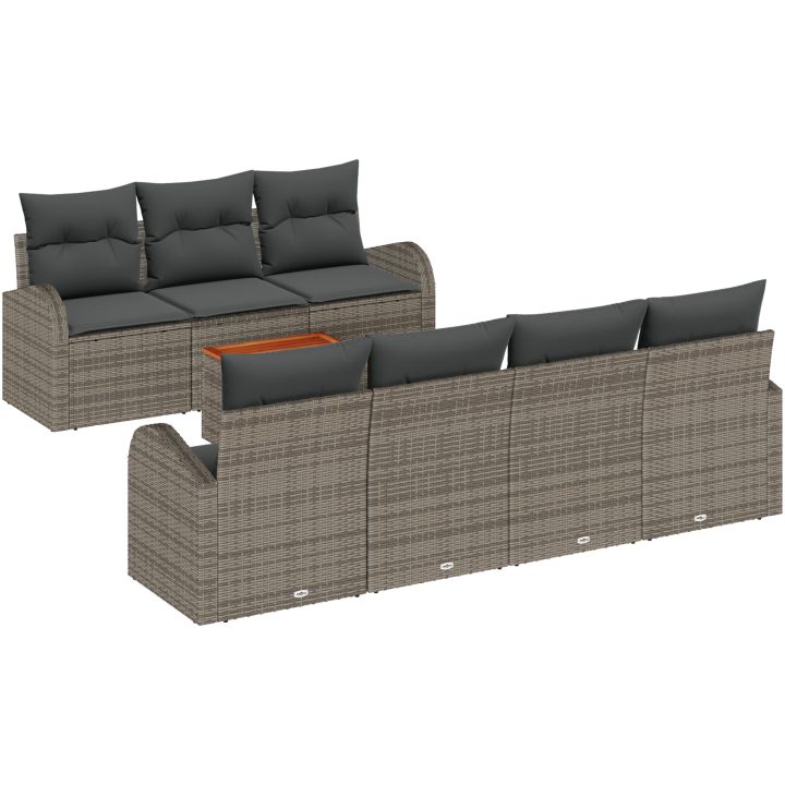 Trädgårdssoffan 8 pcs Grå Poly Rattan, stål vidaXL Stor – bild 2
