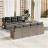 Trädgårdssoffan 8 pcs Grå Poly Rattan, stål vidaXL Stor – miniatyr 1