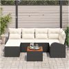 Trädgårdssoffgrupp 7 pcs Svart, vit Polyrattan, trä vidaXL Stort – miniatyr 3