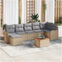 Trädgårdssoffgrupp 8 pcs Beige, ljusgrå Rotting vidaXL