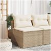 Trädgårdssoffor utan armstöd med dynor 2 st beige konstrotting vidaXL – miniatyr 3